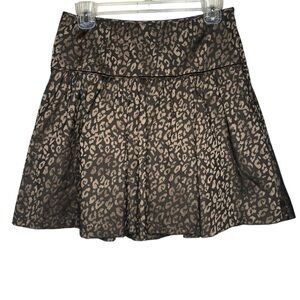 Banana Republic pleated skirt leopard animal print Jacquard metallic Black brown